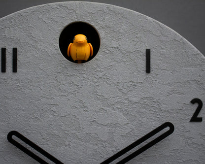 Concrete Cuckoo Clock – Minimalist Modern Wall Decor, Black Accent Designer Clock