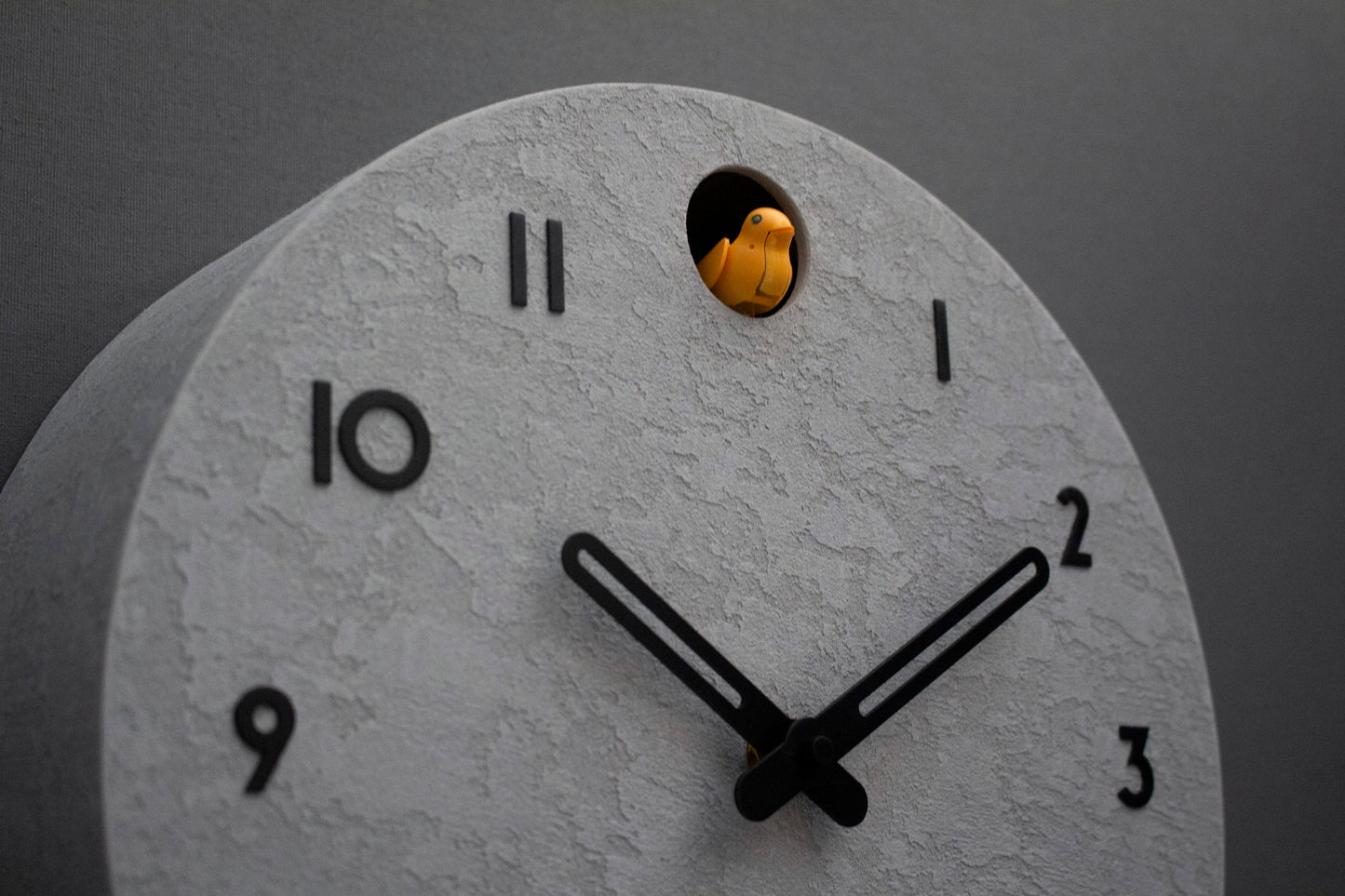Concrete Cuckoo Clock – Minimalist Modern Wall Decor, Black Accent Designer Clock