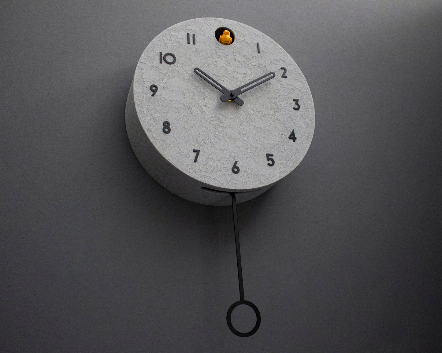 Concrete Cuckoo Clock – Minimalist Modern Wall Decor, Black Accent Designer Clock