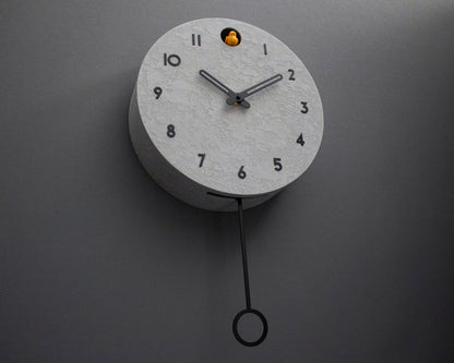 Concrete Cuckoo Clock – Minimalist Modern Wall Decor, Black Accent Designer Clock