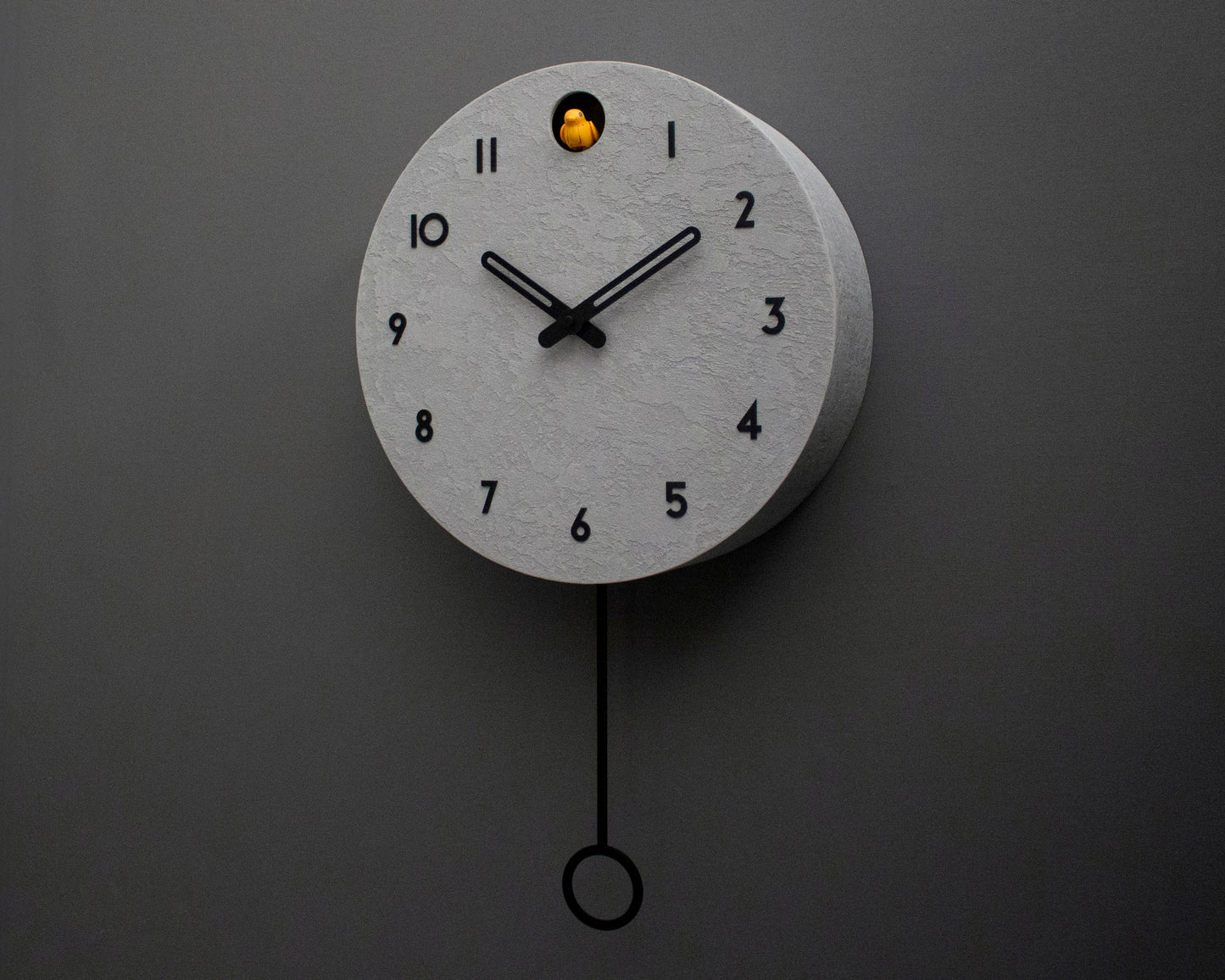 Concrete Cuckoo Clock – Minimalist Modern Wall Decor, Black Accent Designer Clock