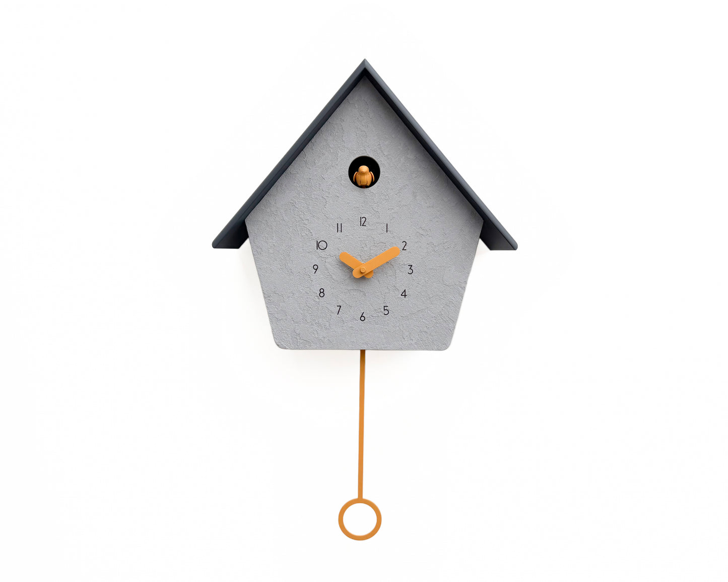 Modern Cuckoo Clock, Scandinavian Wall Decor, Minimalist Concrete Design, Grey House Shape, Handmade Gift