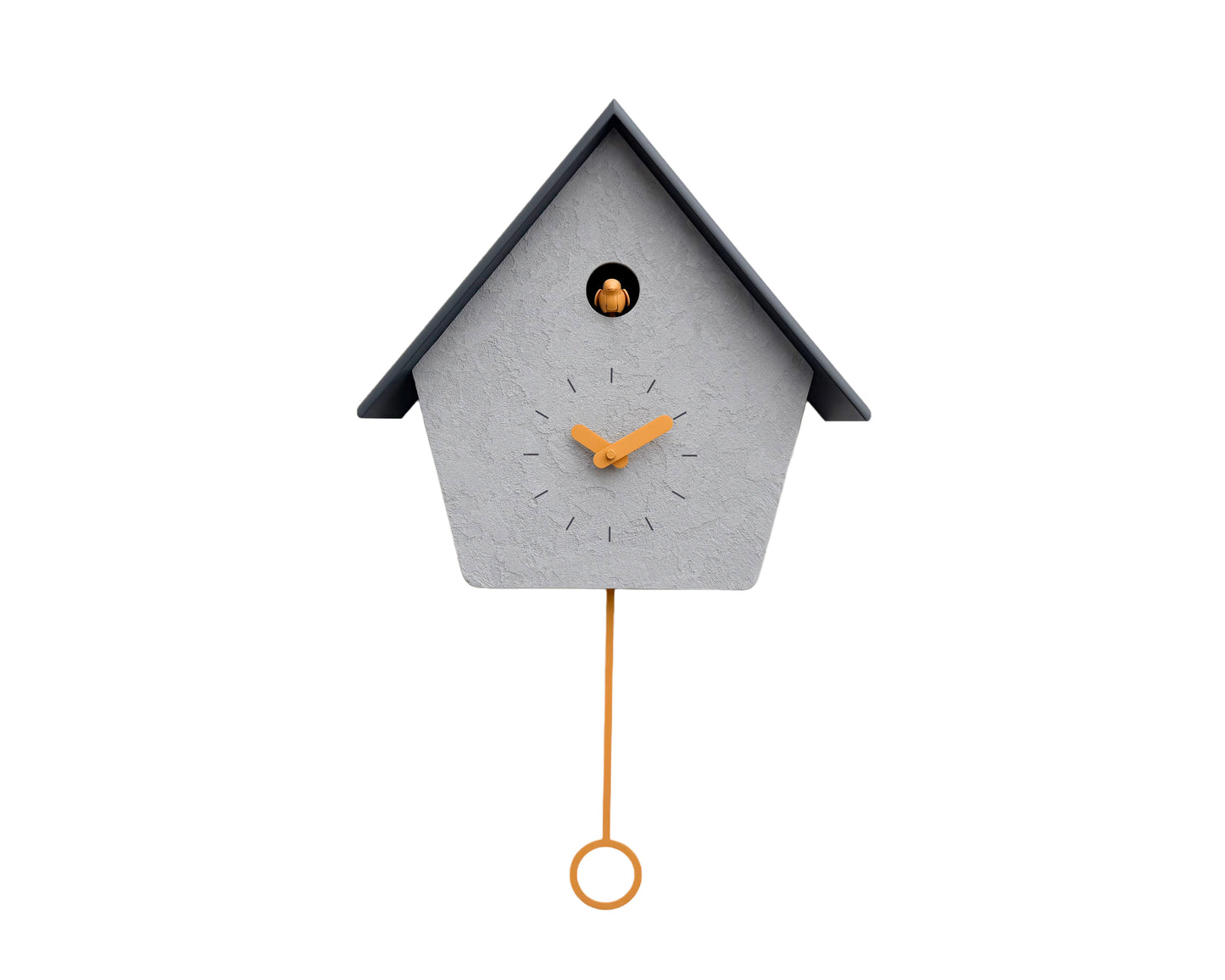 Modern Cuckoo Clock, Minimalist Wall Clock, Scandinavian Home Decor, Concrete Texture Clock