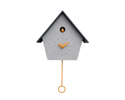 Modern Cuckoo Clock, Minimalist Wall Clock, Scandinavian Home Decor, Concrete Texture Clock