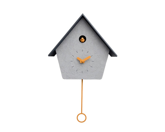 Modern Cuckoo Clock, Minimalist Wall Clock, Scandinavian Home Decor, Concrete Texture Clock