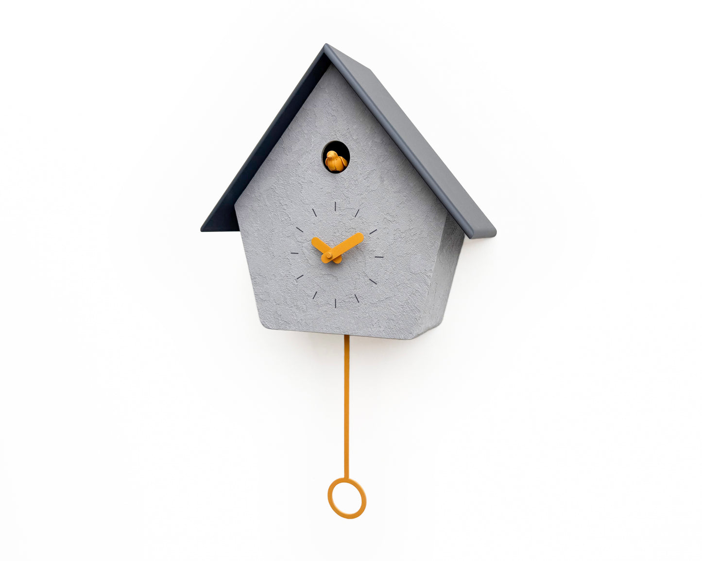 Modern Cuckoo Clock, Minimalist Wall Clock, Scandinavian Home Decor, Concrete Texture Clock