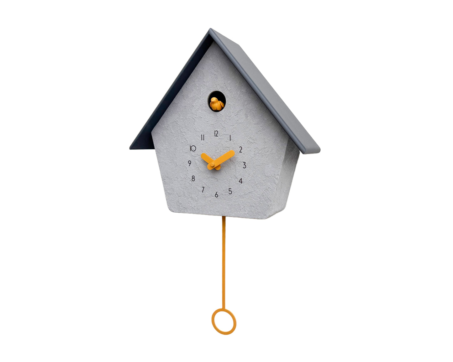 Modern Cuckoo Clock, Scandinavian Wall Decor, Minimalist Concrete Design, Grey House Shape, Handmade Gift