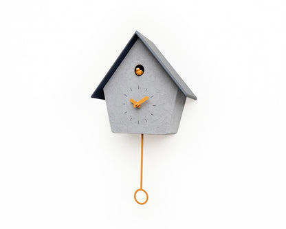 Modern Cuckoo Clock, Minimalist Wall Clock, Scandinavian Home Decor, Concrete Texture Clock