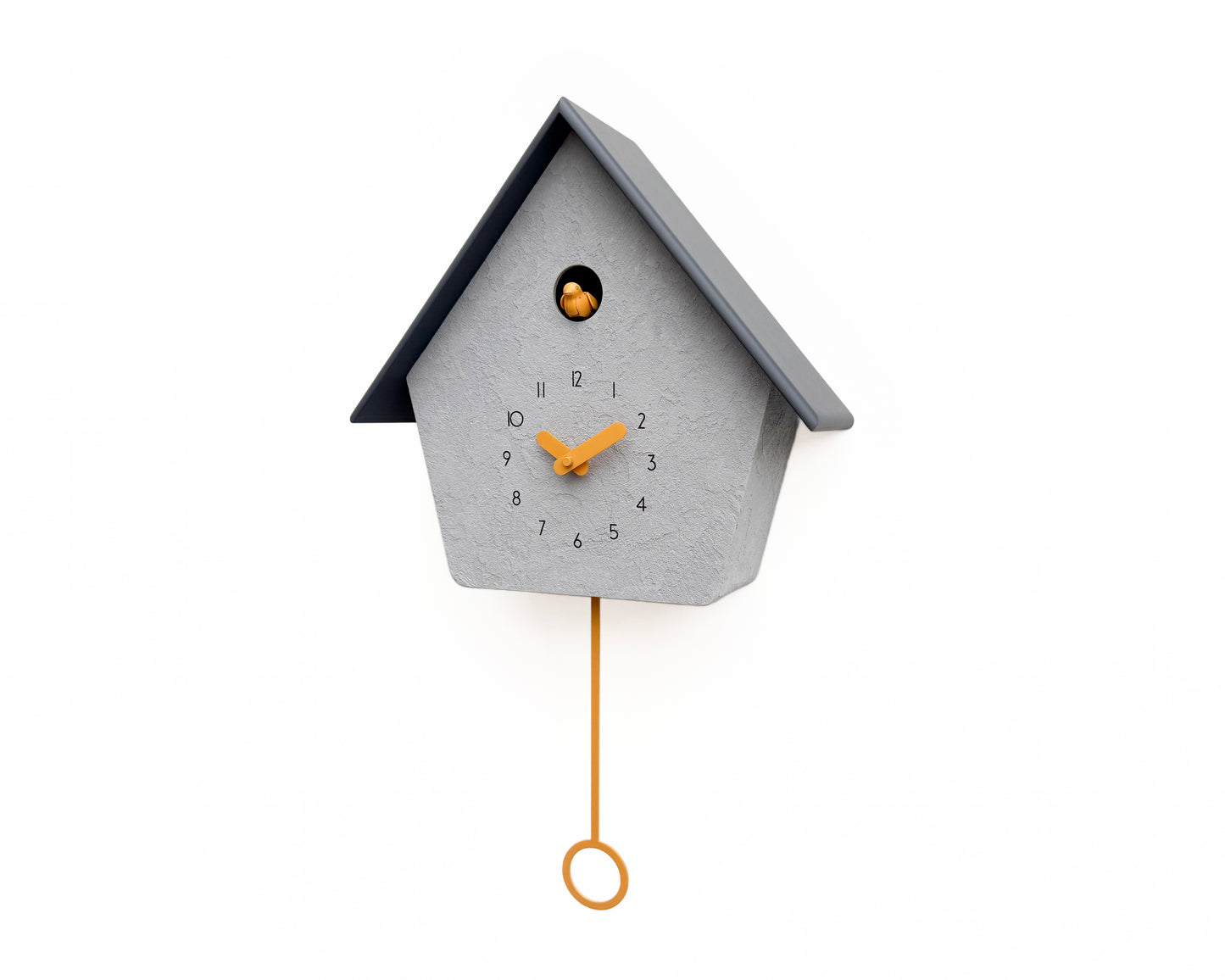Modern Cuckoo Clock, Scandinavian Wall Decor, Minimalist Concrete Design, Grey House Shape, Handmade Gift
