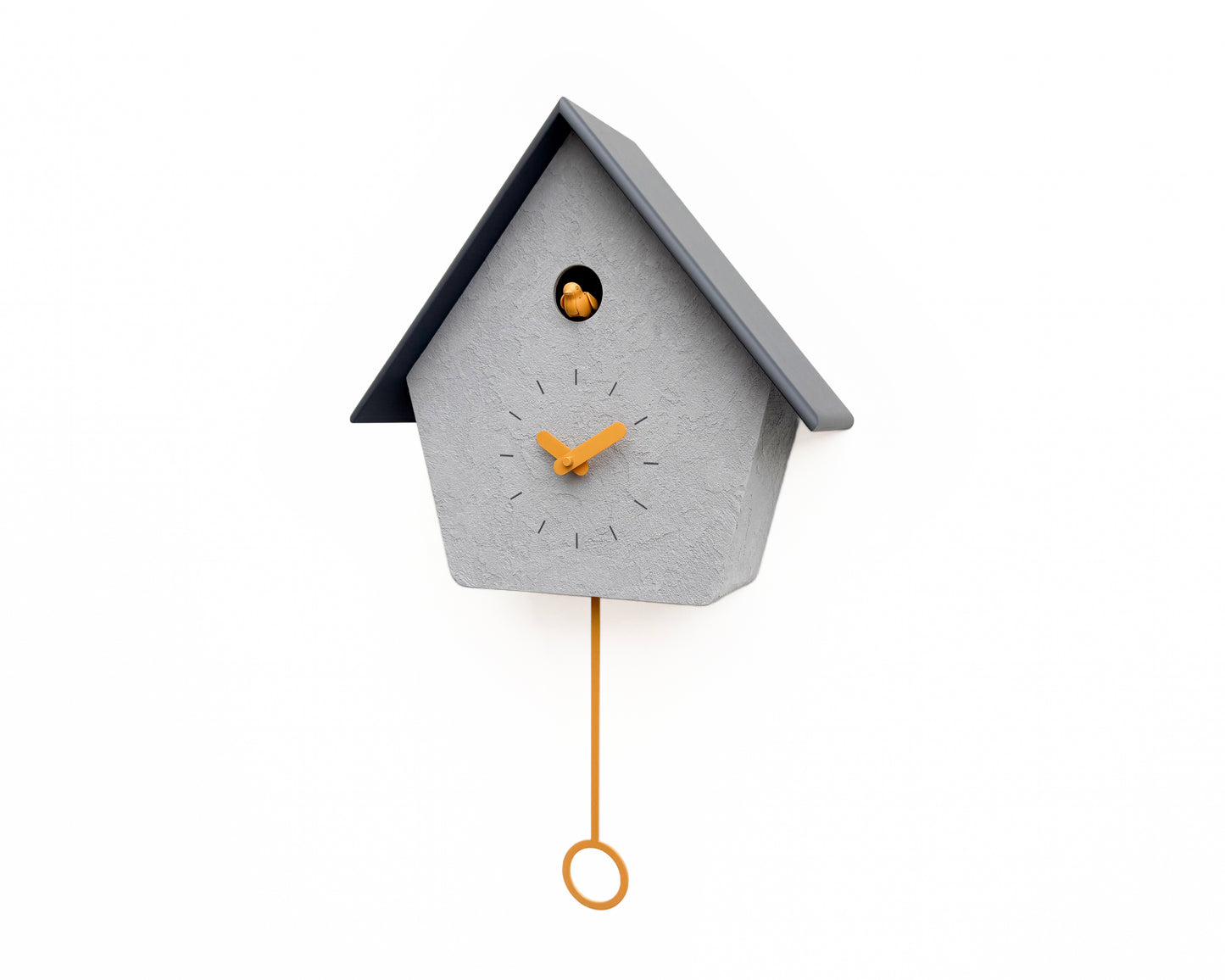 Modern Cuckoo Clock, Minimalist Wall Clock, Scandinavian Home Decor, Concrete Texture Clock