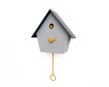 Modern Cuckoo Clock, Minimalist Wall Clock, Scandinavian Home Decor, Concrete Texture Clock
