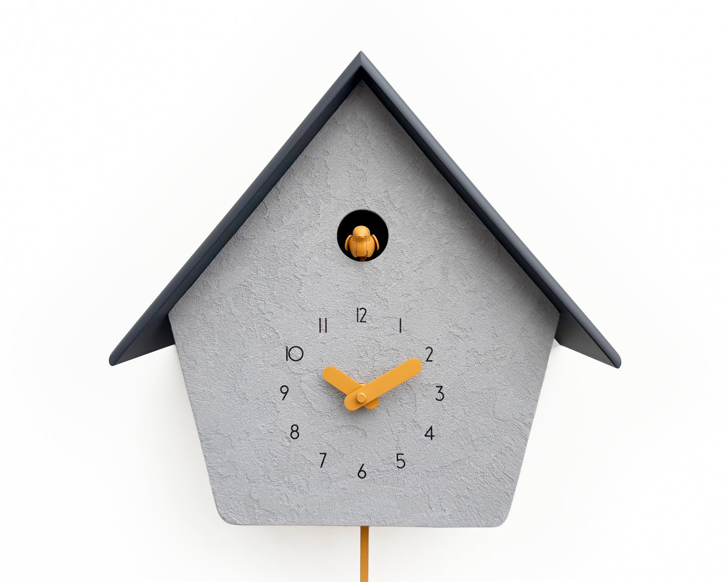 Modern Cuckoo Clock, Scandinavian Wall Decor, Minimalist Concrete Design, Grey House Shape, Handmade Gift