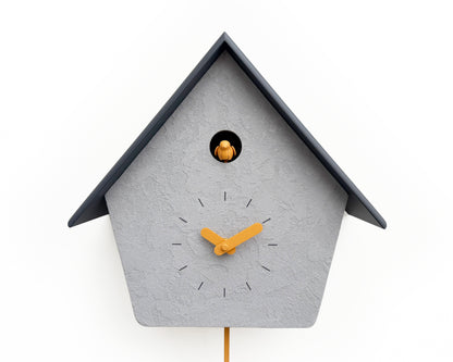 Modern Cuckoo Clock, Minimalist Wall Clock, Scandinavian Home Decor, Concrete Texture Clock
