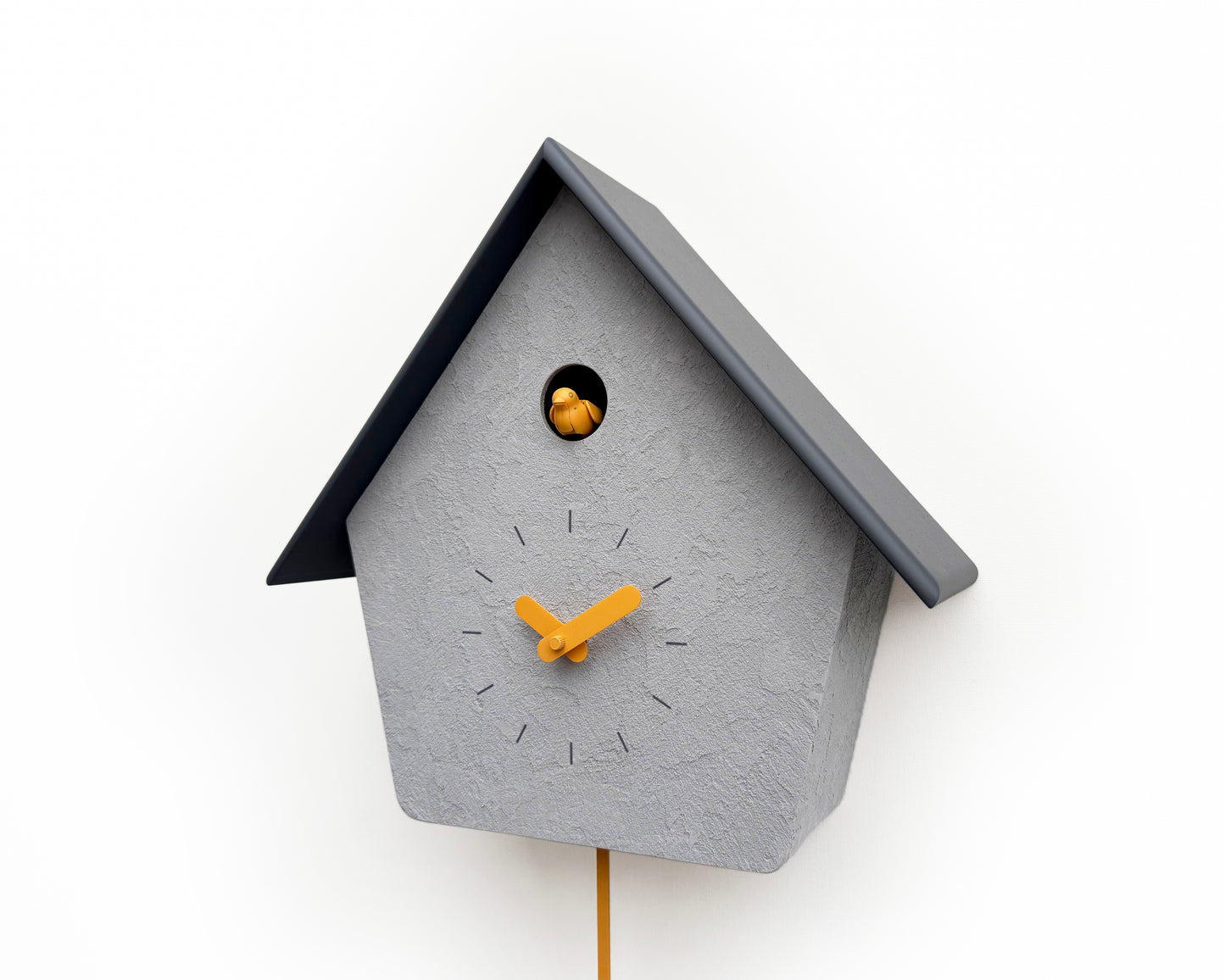 Modern Cuckoo Clock, Minimalist Wall Clock, Scandinavian Home Decor, Concrete Texture Clock