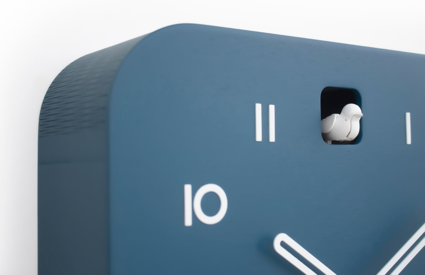 Minimalist Cuckoo Clock, Fresco Blue Wall Clock with White Details, Modern Decor