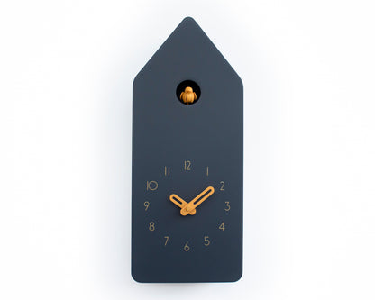 Anthracite House Clock with Amber Details – Minimalist Cuckoo Design