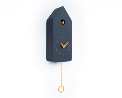 Anthracite House Clock with Amber Details – Minimalist Cuckoo Design