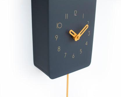 Anthracite House Clock with Amber Details – Minimalist Cuckoo Design