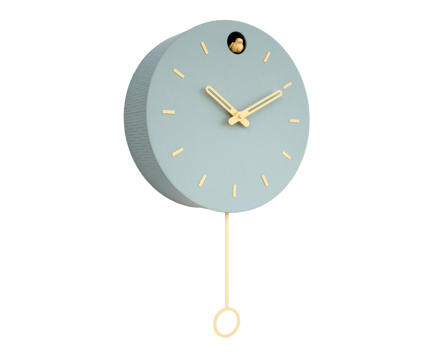 Linden Green Cuckoo Clock, Saffron Details, Minimalist Wall Decor, Modern Wooden Design