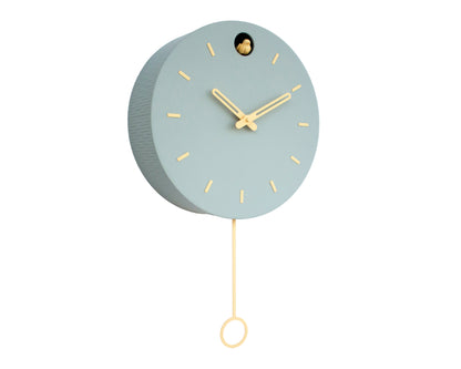 Linden Green Cuckoo Clock, Saffron Details, Minimalist Wall Decor, Modern Wooden Design