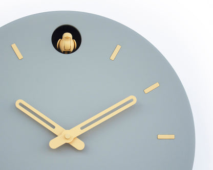 Linden Green Cuckoo Clock, Saffron Details, Minimalist Wall Decor, Modern Wooden Design