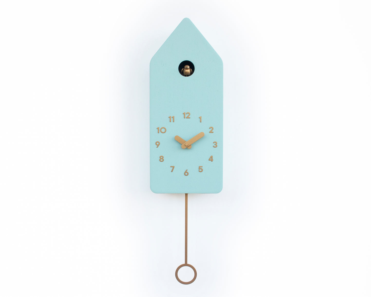 Mold Green Cuckoo Clock – Scandinavian Wall Decor with Brass Details