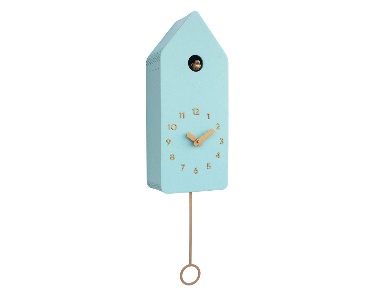 Mold Green Cuckoo Clock – Scandinavian Wall Decor with Brass Details