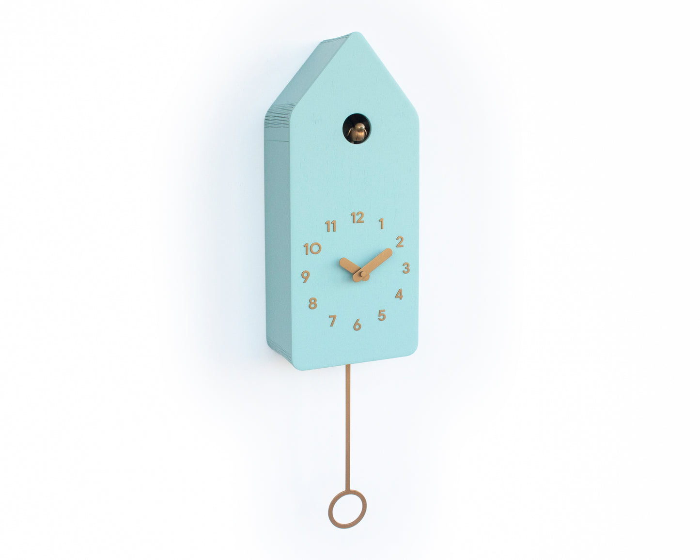 Mold Green Cuckoo Clock – Scandinavian Wall Decor with Brass Details