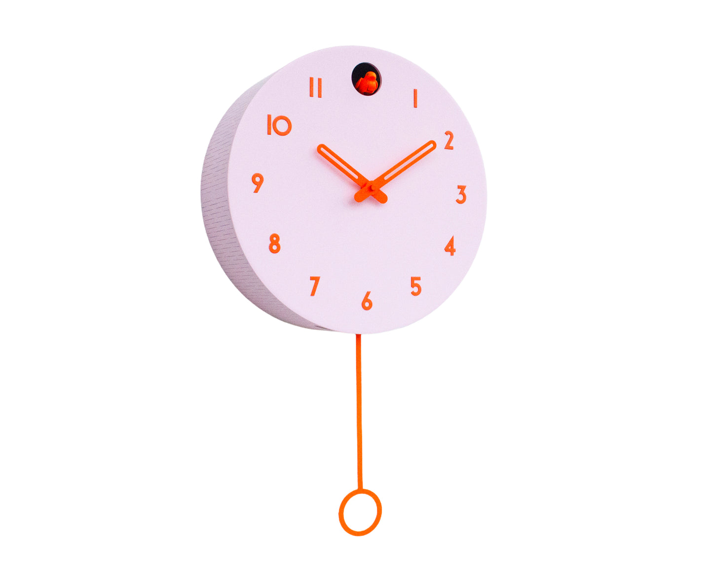 Pink Cuckoo Clock, Orange Details, Modern Wall Decor, Minimalist Wooden Handmade Design