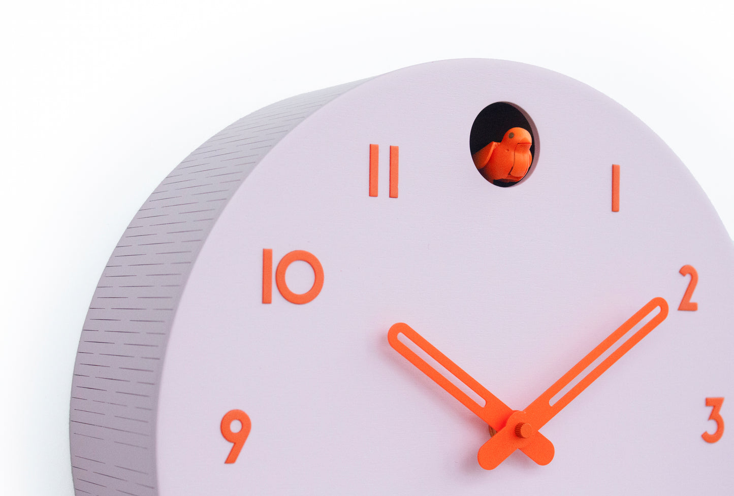 Pink Cuckoo Clock, Orange Details, Modern Wall Decor, Minimalist Wooden Handmade Design