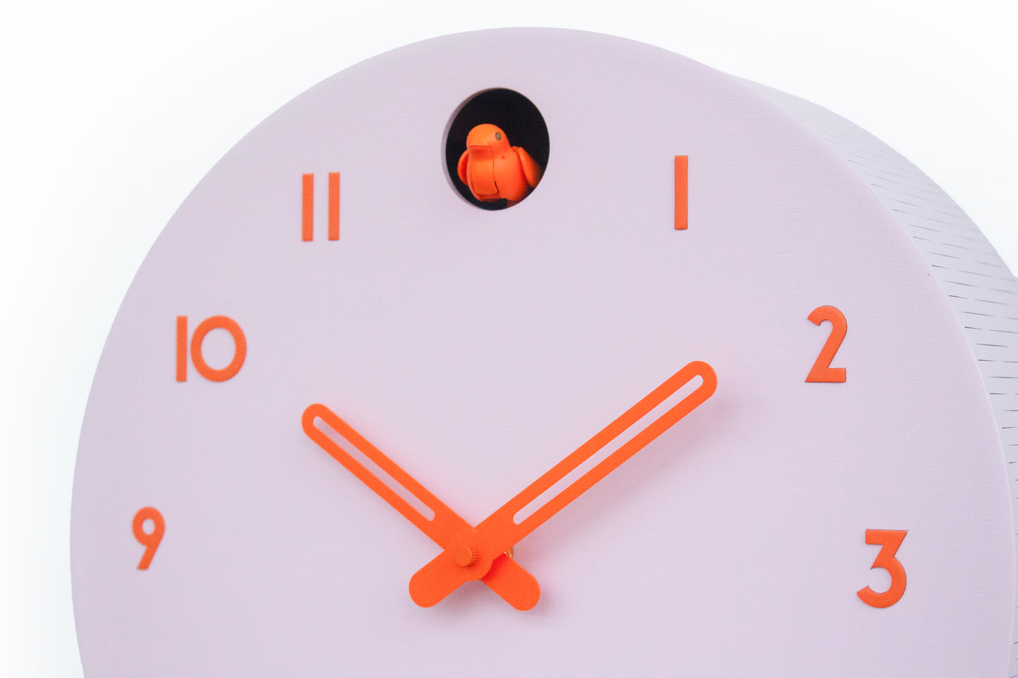 Pink Cuckoo Clock, Orange Details, Modern Wall Decor, Minimalist Wooden Handmade Design