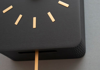 Modern Cuckoo Clock, Minimalist Wooden Wall Clock, Black Scandinavian Decor