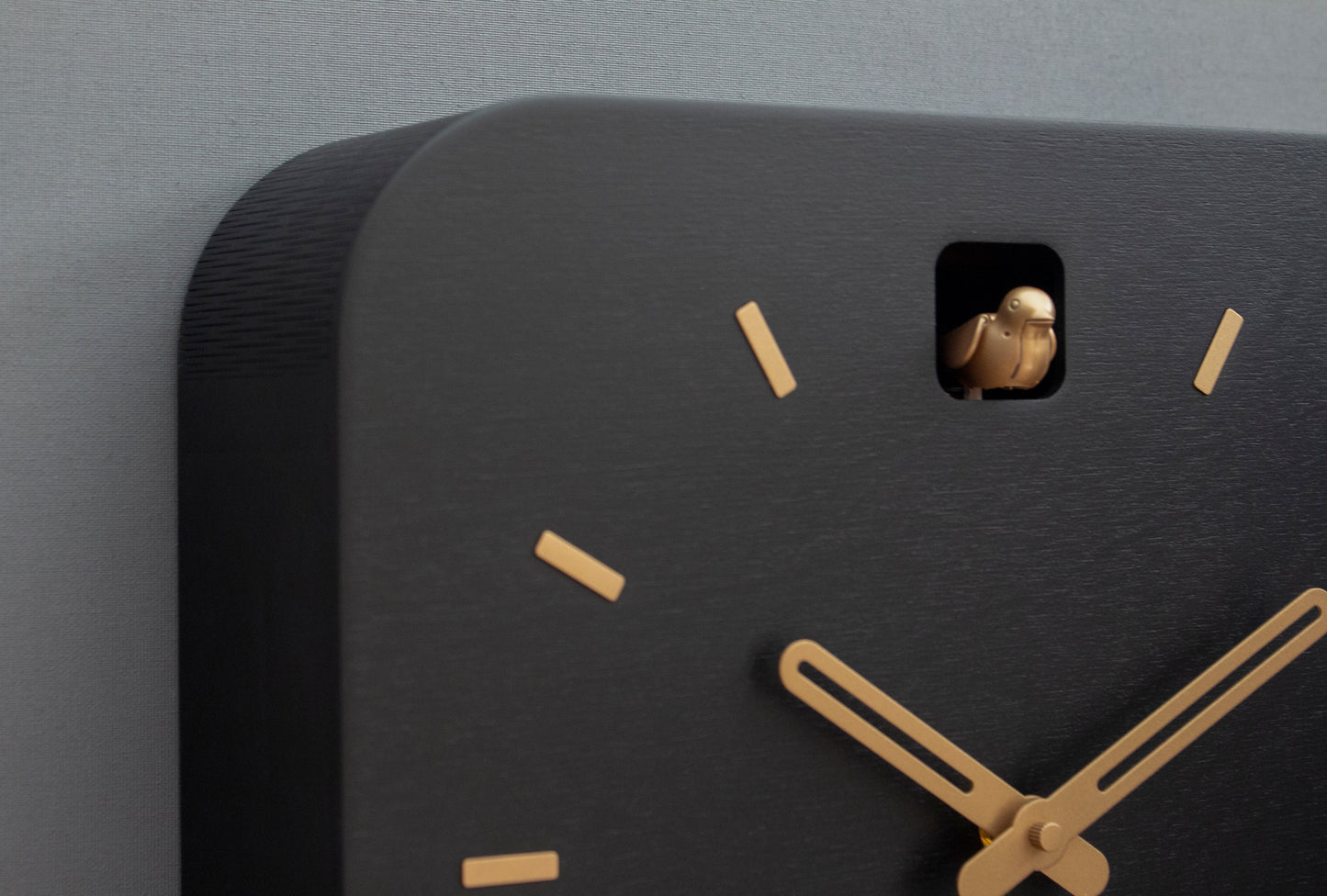 Black & Brass Cuckoo Clock, Contemporary Minimal Wall Decor, Handmade Design