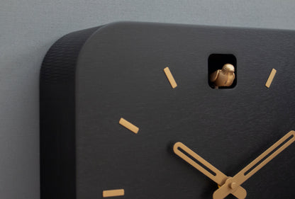Black & Brass Cuckoo Clock, Contemporary Minimal Wall Decor, Handmade Design