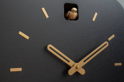 Black & Brass Cuckoo Clock, Contemporary Minimal Wall Decor, Handmade Design