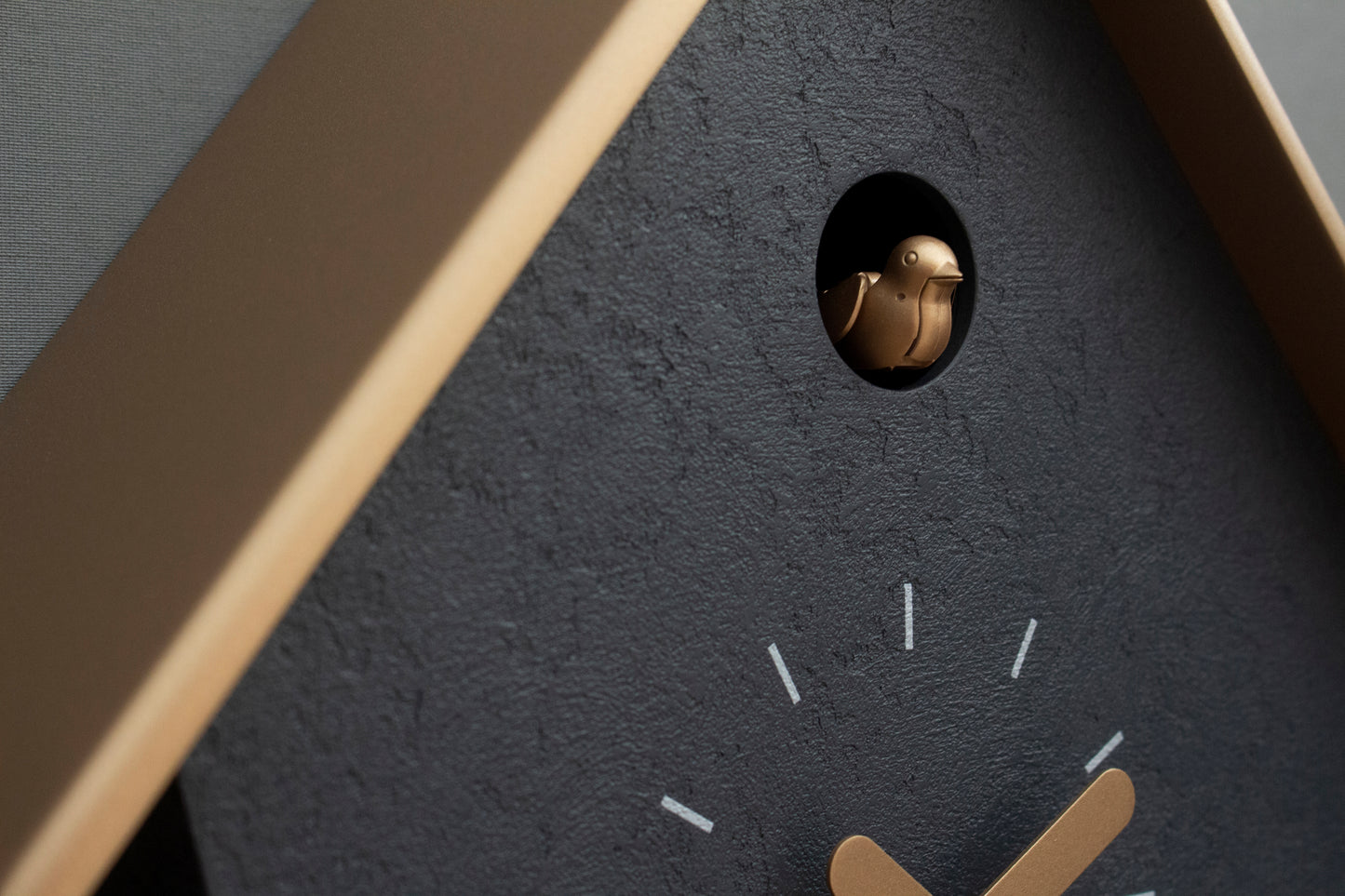 Handmade Concrete Coated Cuckoo Clock – Anthracite with Brass Accents