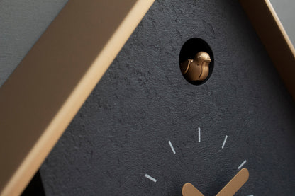Handmade Concrete Coated Cuckoo Clock – Anthracite with Brass Accents