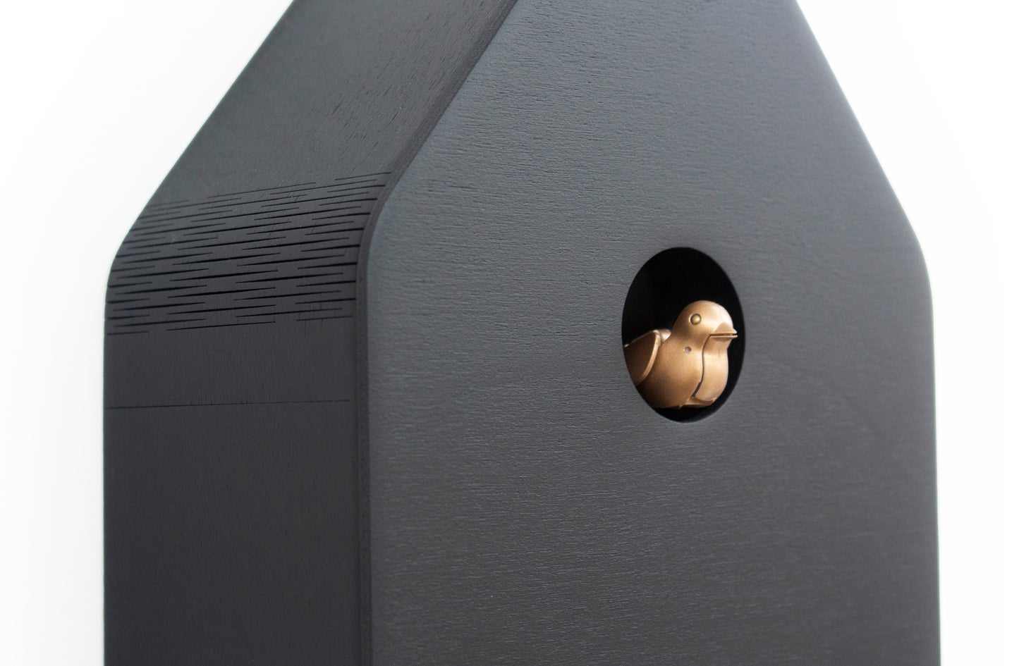 Modern Cuckoo Clock, Minimalist Wooden Wall Clock, Black Scandinavian Decor