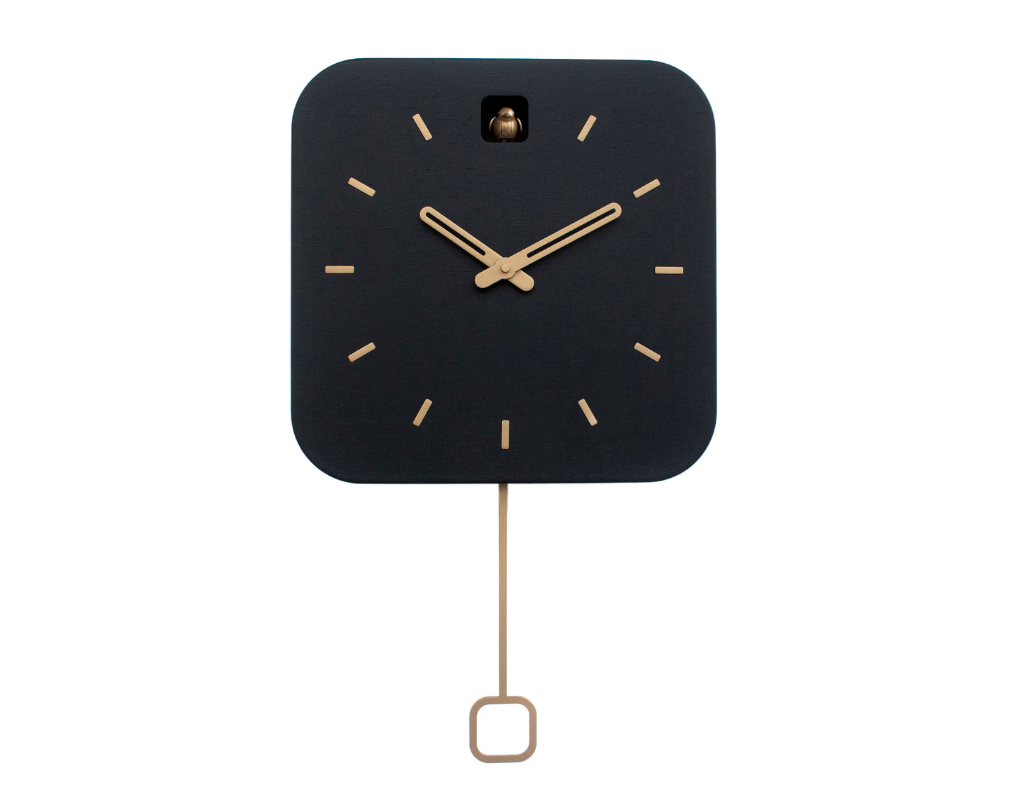 Black & Brass Cuckoo Clock, Contemporary Minimal Wall Decor, Handmade Design