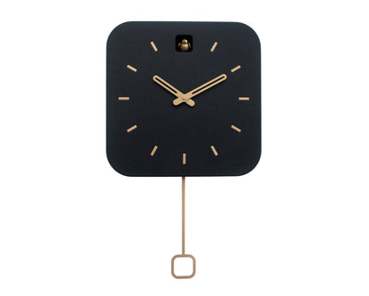 Black & Brass Cuckoo Clock, Contemporary Minimal Wall Decor, Handmade Design
