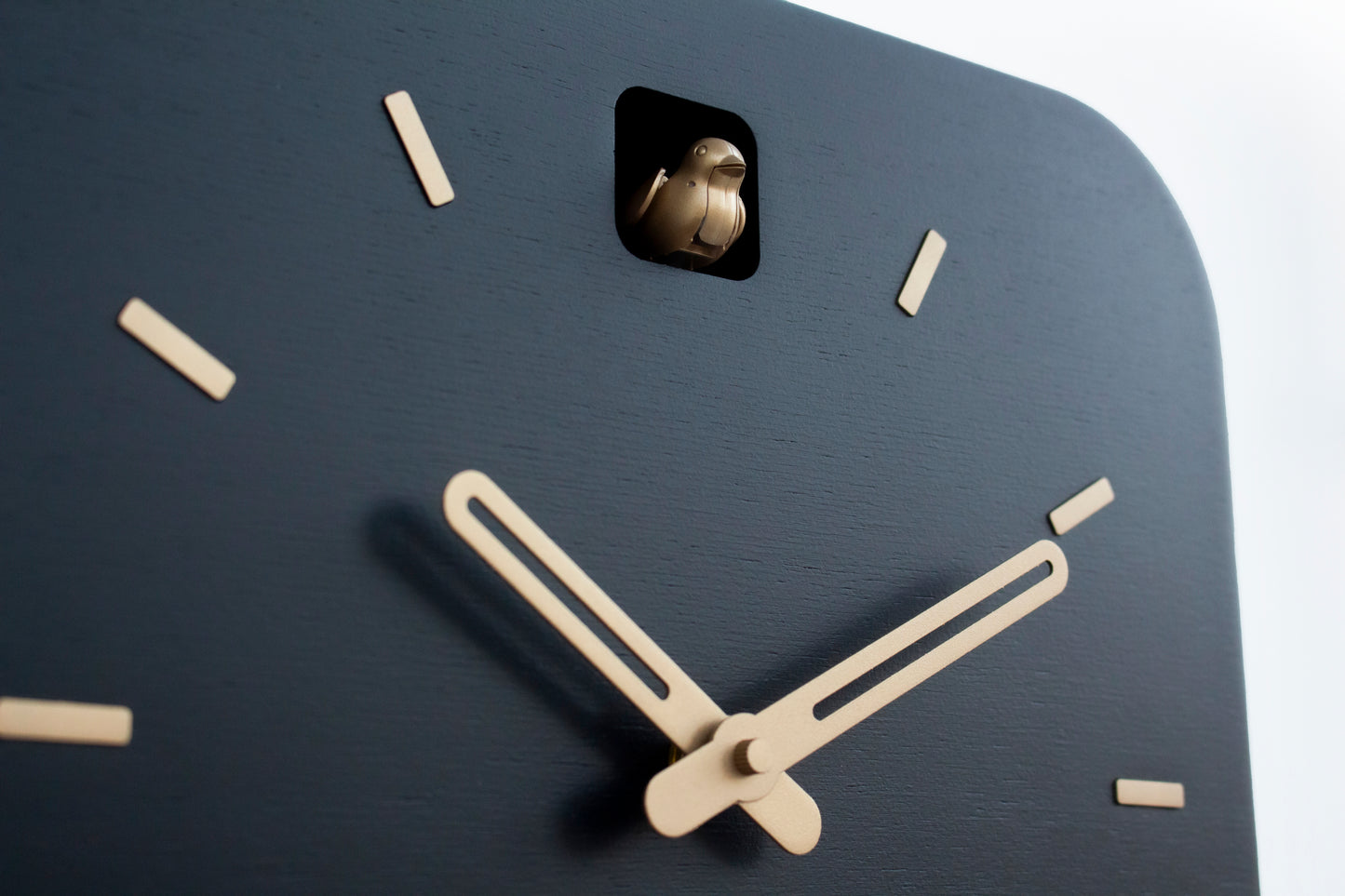Black & Brass Cuckoo Clock, Contemporary Minimal Wall Decor, Handmade Design