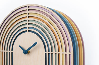 Modern Layered Cuckoo Clock, Oval Wooden Wall Decor, Scandinavian Design