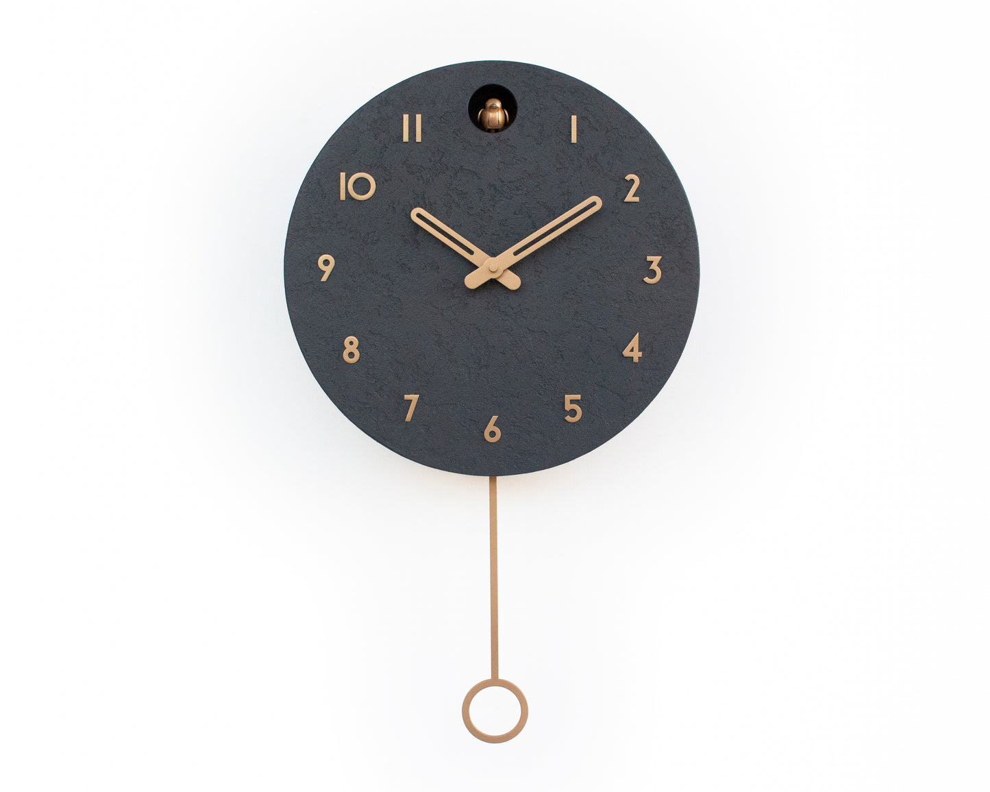 Concrete Cuckoo Clock, Modern Wall Decor, Anthracite & Brass, Minimalist Handmade Design