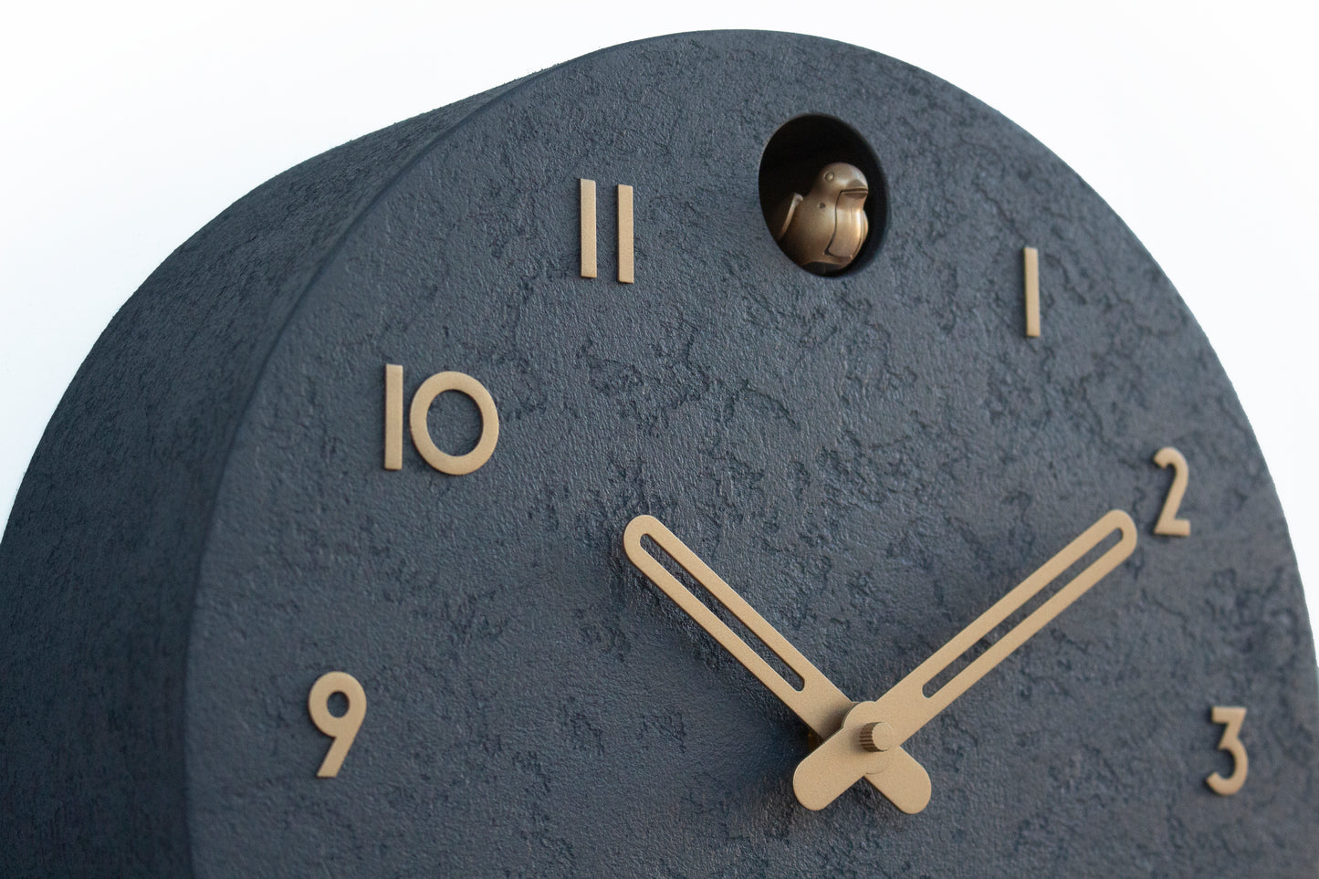 Concrete Cuckoo Clock, Modern Wall Decor, Anthracite & Brass, Minimalist Handmade Design