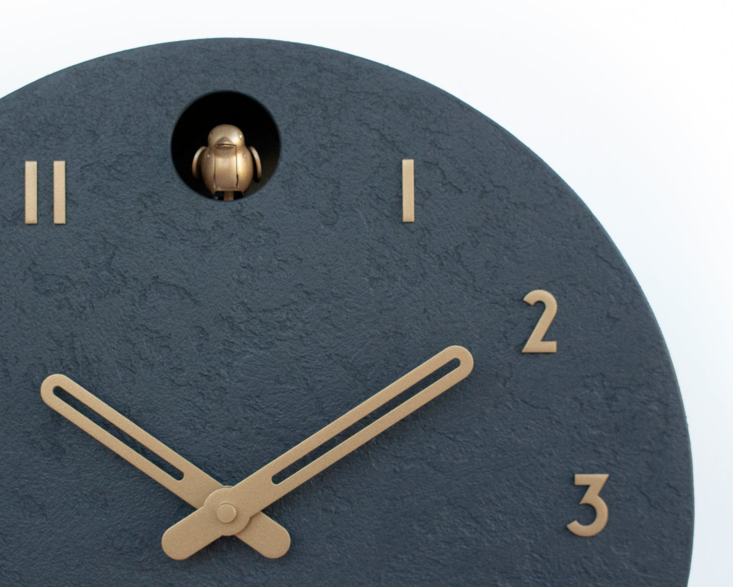 Concrete Cuckoo Clock, Modern Wall Decor, Anthracite & Brass, Minimalist Handmade Design