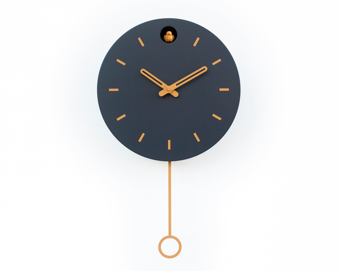 Anthracite Cuckoo Clock, Amber Details, Modern Wall Decor, Minimalist Wooden Handmade Design