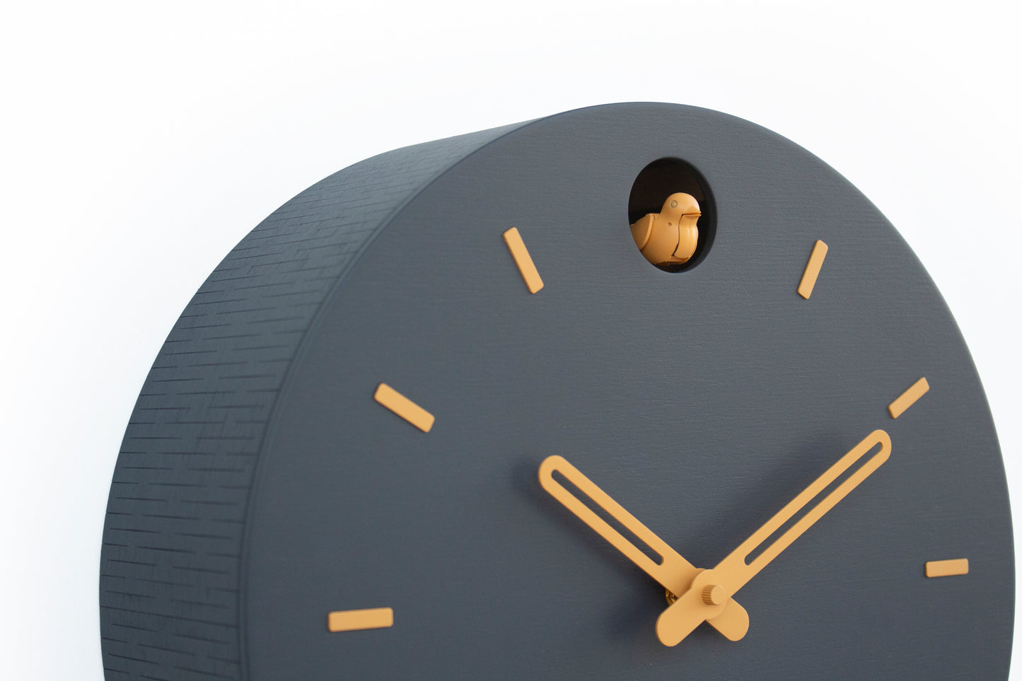 Anthracite Cuckoo Clock, Amber Details, Modern Wall Decor, Minimalist Wooden Handmade Design