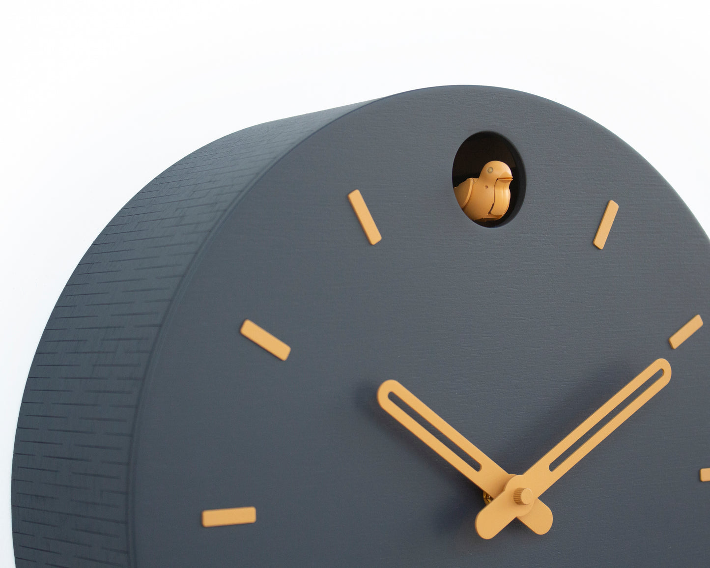 Anthracite Cuckoo Clock, Amber Details, Modern Wall Decor, Minimalist Wooden Handmade Design