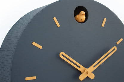 Anthracite Cuckoo Clock, Amber Details, Modern Wall Decor, Minimalist Wooden Handmade Design