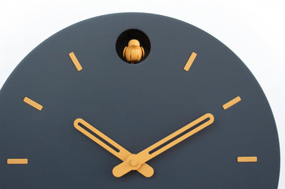 Anthracite Cuckoo Clock, Amber Details, Modern Wall Decor, Minimalist Wooden Handmade Design